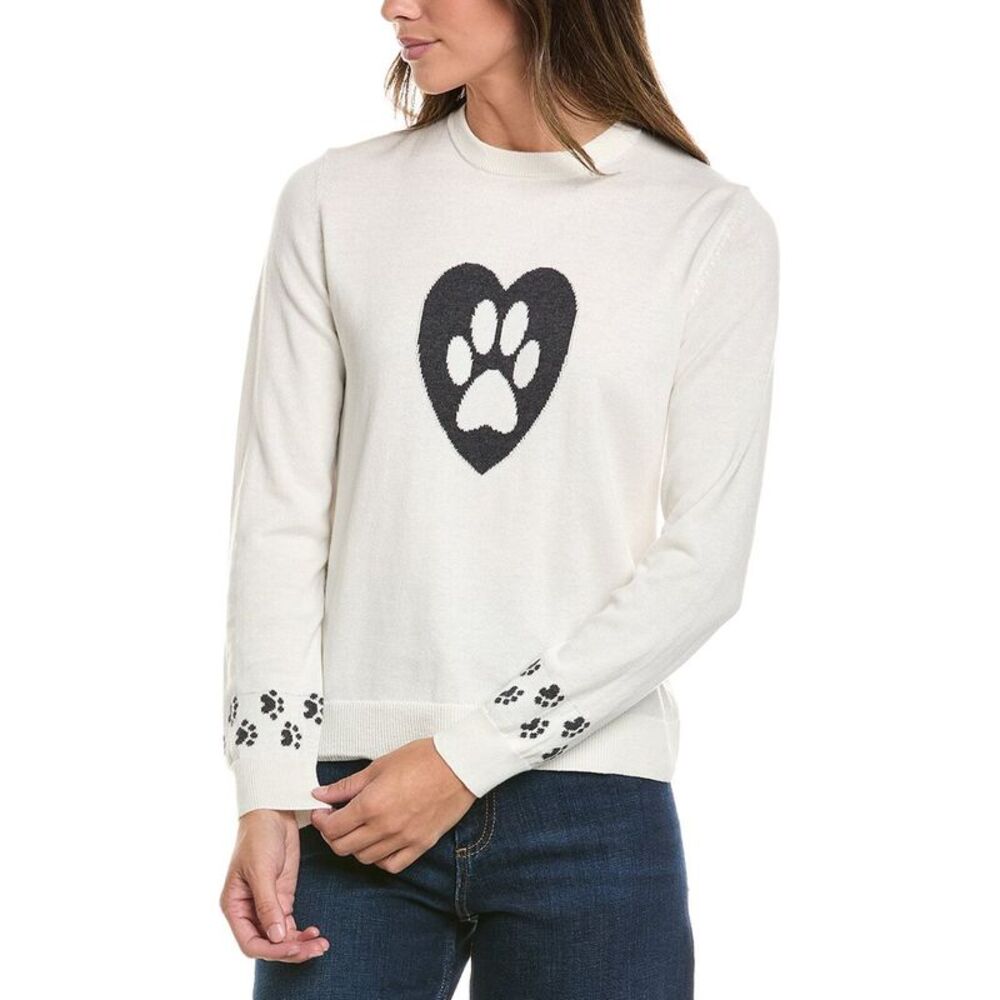 Alashan Cashmere Womens Pet Love Crew Cashmere-Blend Sweater, White